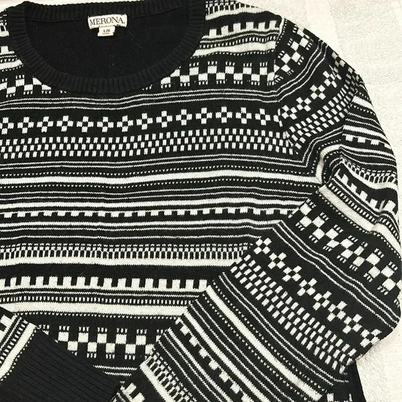 Merona Woman Lightweight Black/White Striped Sweater Size Large - Picture 3 of 8